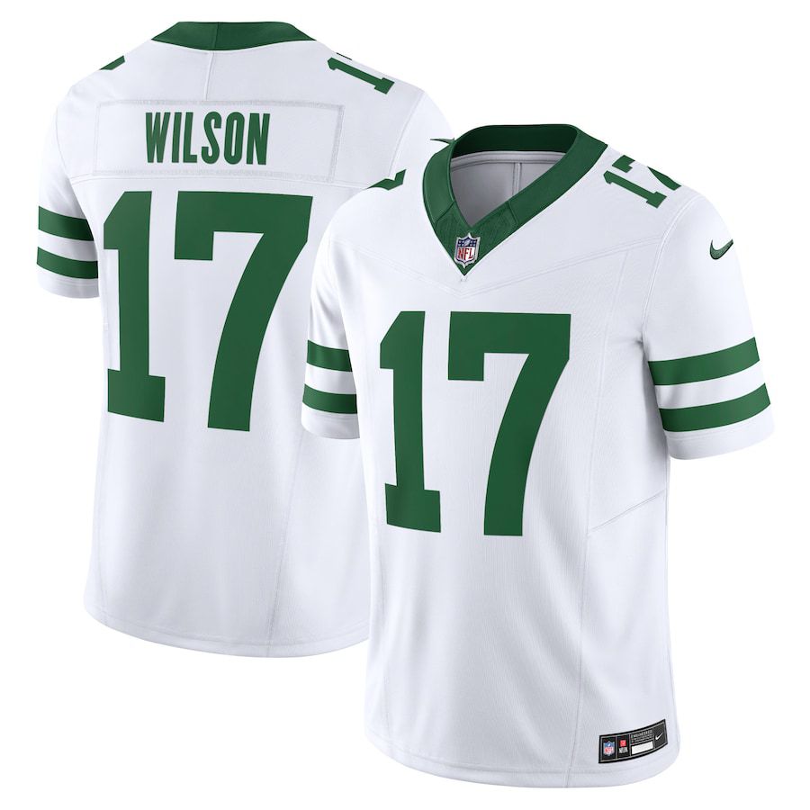 Men New York Jets 17 Garrett Wilson Nike Legacy White Vapor F.U.S.E. Limited NFL Jersey